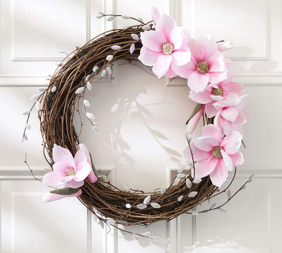 Faux Magnolia & Pussywillow Wreath Pottery Barn