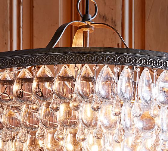 Clarissa Crystal Drop Round Chandelier Pottery Barn