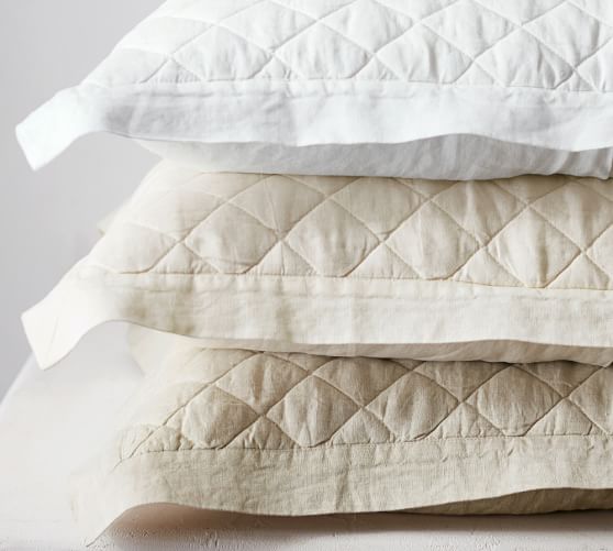 Belgian Flax Linen Diamond Quilt & Sham Pottery Barn
