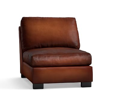 Turner Leather Armless Chair | Pottery Barn