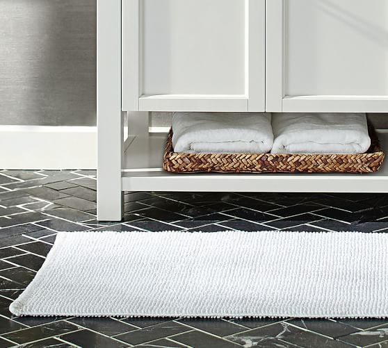 Textured Organic Bath Rug Double Wide Pottery Barn
