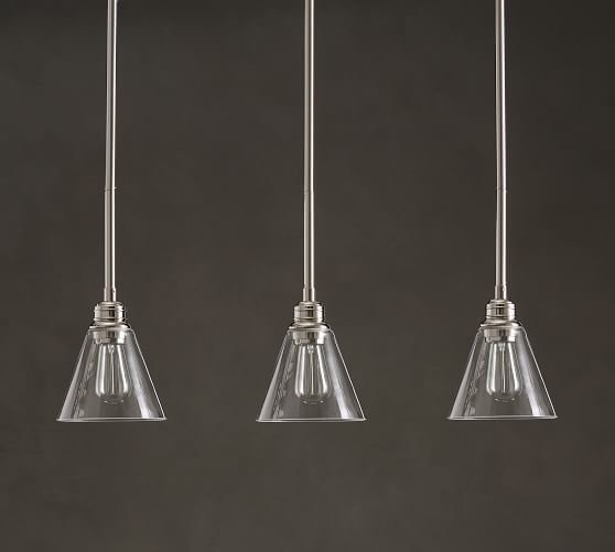 PB Classic Flared Glass 3Light Pendant Pottery Barn