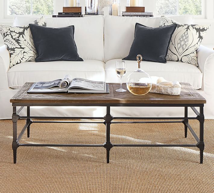 Coffee Table Parquet Reclaimed Wood Rectangular Coffee Table Pottery Barn