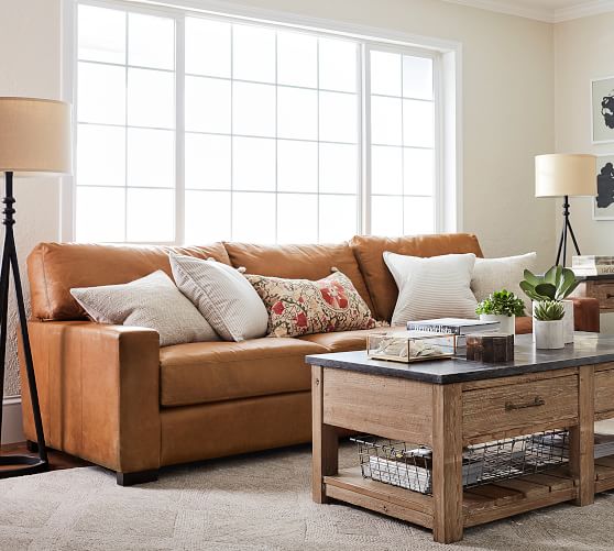 Turner Square Arm Leather Sofa | Pottery Barn