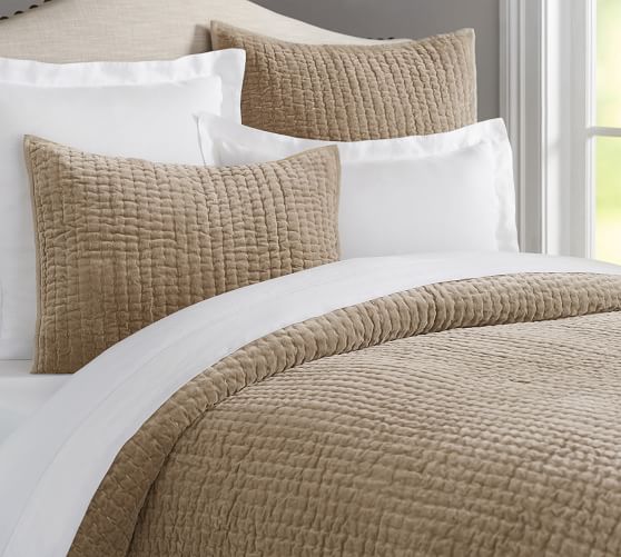Velvet Linen PickStitch Quilt & Sham Pottery Barn