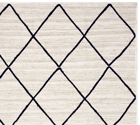 Jute Lattice Rug Navy/Ivory Pottery Barn