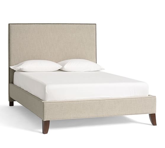Fillmore Square Upholstered Bed & Headboard Pottery Barn