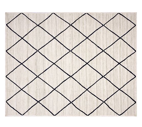 Jute Lattice Rug Navy/Ivory Pottery Barn