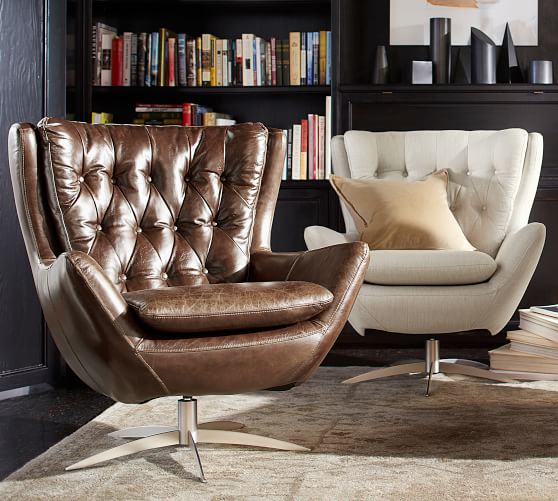 Wells Leather Swivel Armchair Pottery Barn Scroll To Previous Item