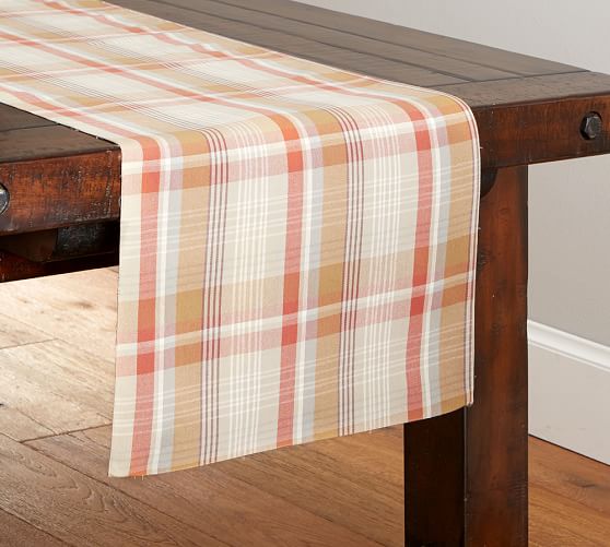 Pumpkin Plaid Table Runner Pottery Barn