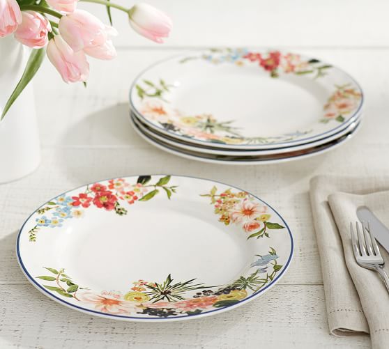 Floral Rim Dinner Plate, Set of 4 Pottery Barn
