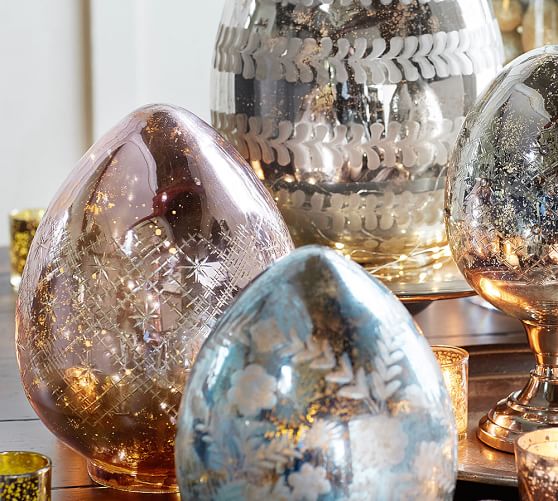Lit Etched Mercury Eggs Pottery Barn