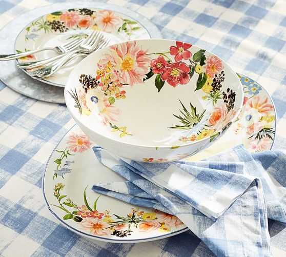 Floral Rim Dinner Plate, Set of 4 Pottery Barn