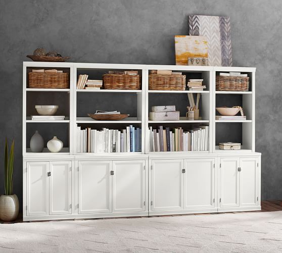 Logan Bookcase Wall Suite, Mahogany Stain Pottery Barn