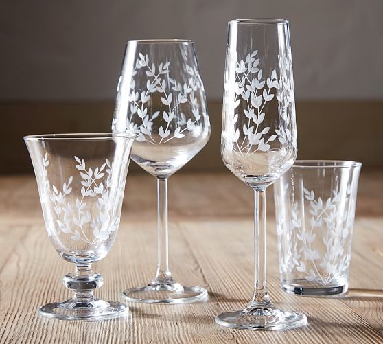 Etched Glasses, Set of 4 Pottery Barn