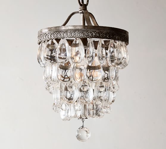 Clarissa Crystal Drop Small Round Chandelier Pottery Barn