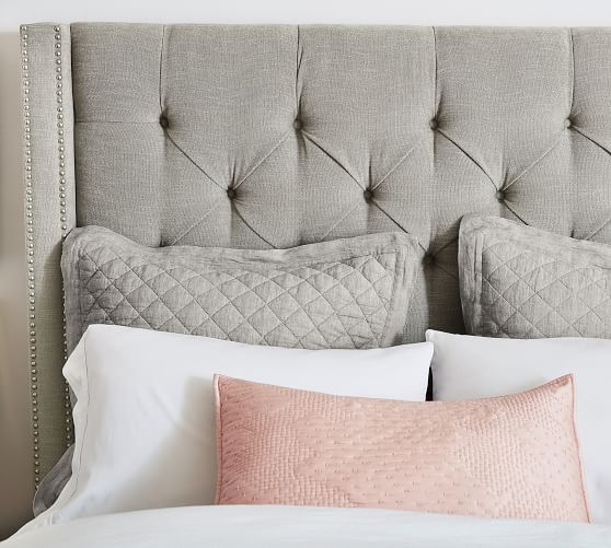 Harper Upholstered Tufted Tall Bed & Headboard Pottery Barn