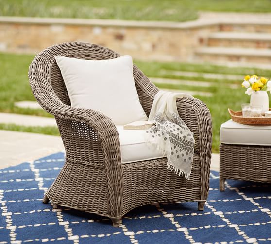 Torrey AllWeather Wicker Roll Arm Occasional Chair, Natural Pottery Barn