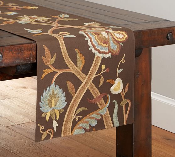 Sandi Palampore Crewel Embroidered Table Runner Pottery Barn