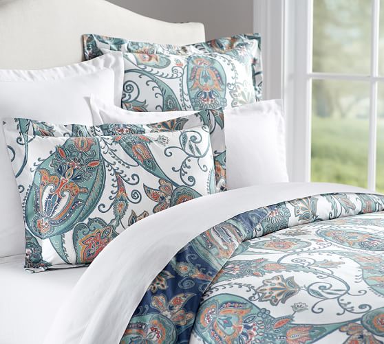 Leah Paisley Reversible Duvet Cover & Sham Pottery Barn