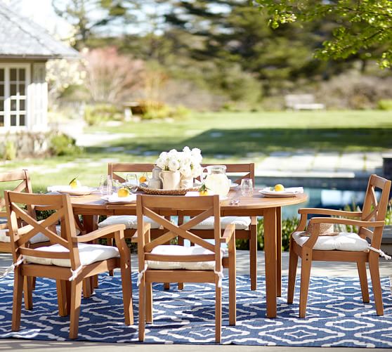 Hampstead Teak Butterfly Extending Oval Table & Chair Set | Pottery Barn Hampstead Teak Butterfly Extending Oval Table & Chair Set | Pottery Barn