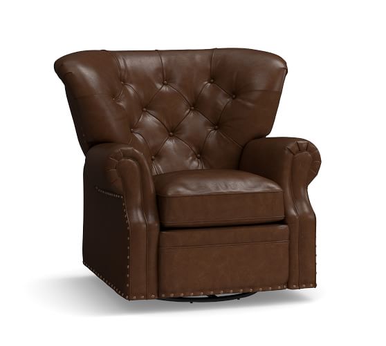 Lansing Leather Swivel Recliner Pottery Barn