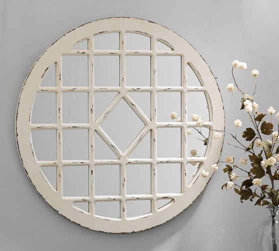 Trellis Mirror Ivory Round Pottery Barn