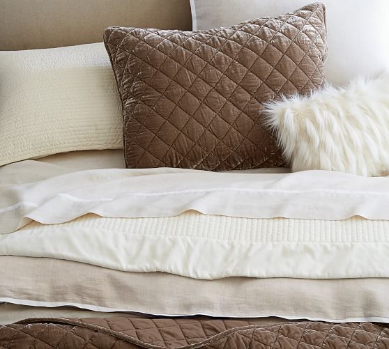 Velvet Channel Quilt & Sham Ivory Pottery Barn