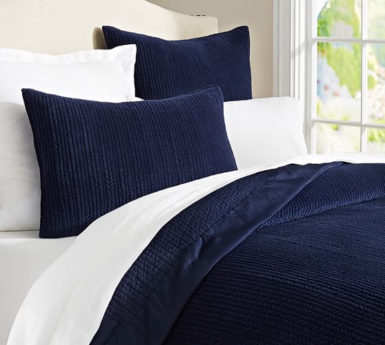 Velvet Channel Quilt & Sham Twilight Pottery Barn