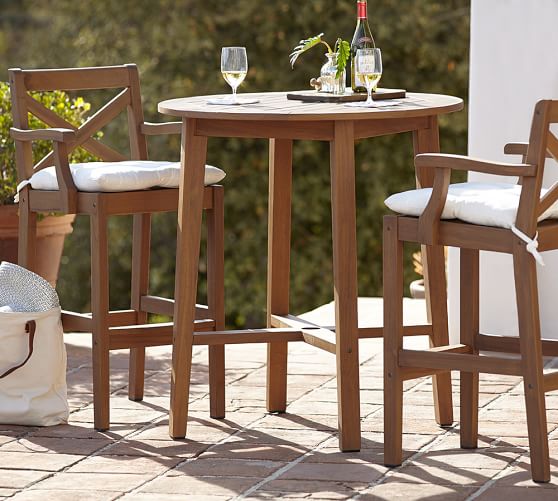 Hampstead Teak Fixed Bar-Height Table & Barstool Set - Honey ... Hampstead Teak Fixed Bar-Height Table & Barstool Set - Honey ...