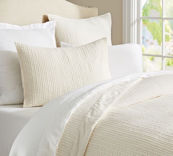 Velvet Channel Quilt & Sham Ivory Pottery Barn
