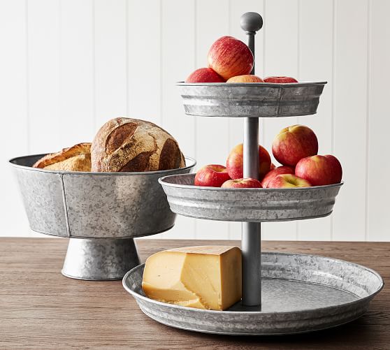 Galvanized Footed Serve Bowl Pottery Barn