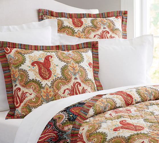 Linden Paisley Reversible Quilt & Sham Pottery Barn