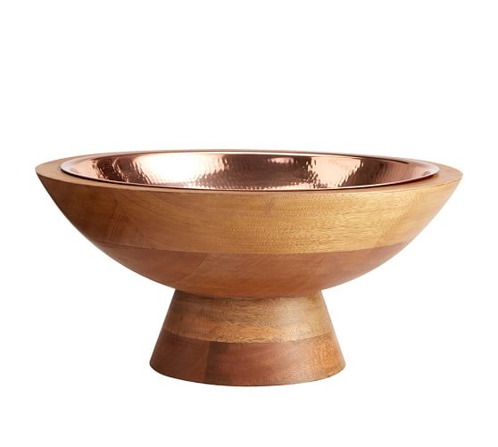 Copper and Wood Fruit Bowl Pottery Barn