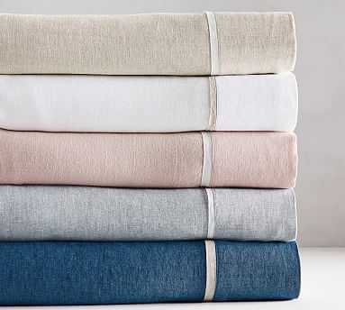 linen flax belgian contrast flange sheet smoke quilt diamond sham soft rose bedding potterybarn pottery barn scroll
