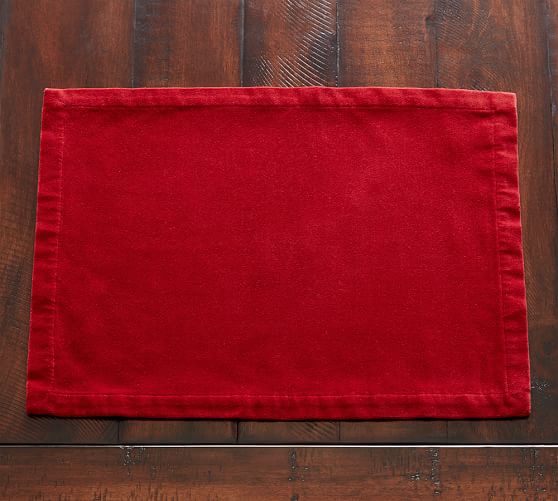 Velvet Placemat, Set of 4 Cherry Red Pottery Barn