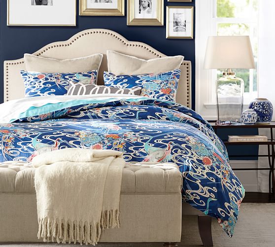Fallon Upholstered Bed & Headboard Pottery Barn