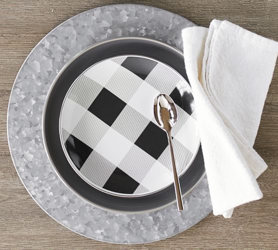 Buffalo Check Enamel Salad Plate, Set of 4 Pottery Barn