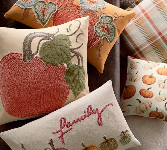 Pumpkin Plaid Pillow Covers Pottery Barn