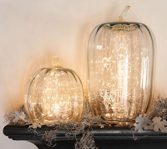 Recycled Glass Pumpkin Candle Cloches Pottery Barn