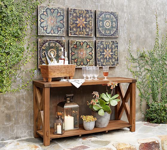 Sahara Printed Wood Tiles Wall Art Set Pottery Barn