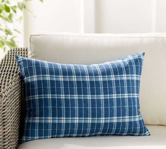 Plaid Indoor/Outdoor Lumbar Pillow Pottery Barn