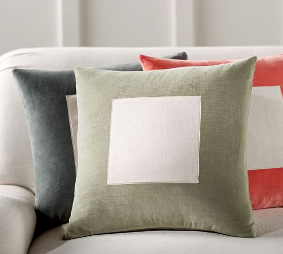 Velvet Pillow Cover with Monogrammable Patch Pottery Barn