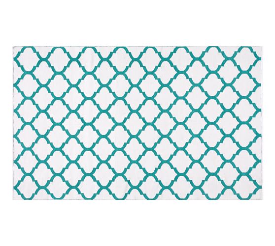 Becca Tile Reversible Indoor Outdoor Rug Teal Pottery Barn Roll Over Image To Zoom