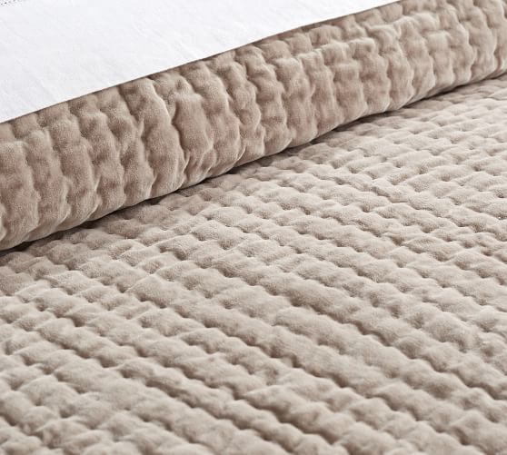 Velvet Linen PickStitch Quilt & Sham Simply Taupe Pottery Barn