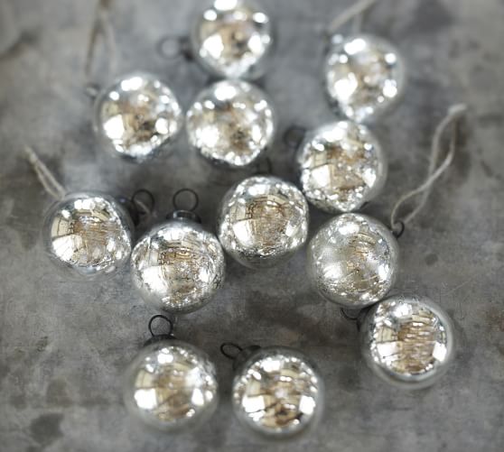 Silver Mercury Glass Ball Ornaments Set of 12 Pottery Barn