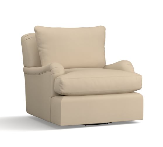 Carlisle Upholstered Swivel Armchair Pottery Barn