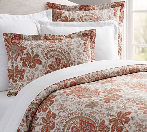 Charlie Paisley Organic Duvet Cover & Sham Red Pottery Barn