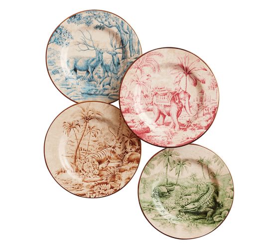 Sabyasachi Salad Plate, Mixed Set of 4 Animals Pottery Barn
