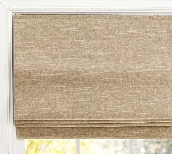 Emery Linen/Cotton Cordless Roman Shade Oatmeal Pottery Barn